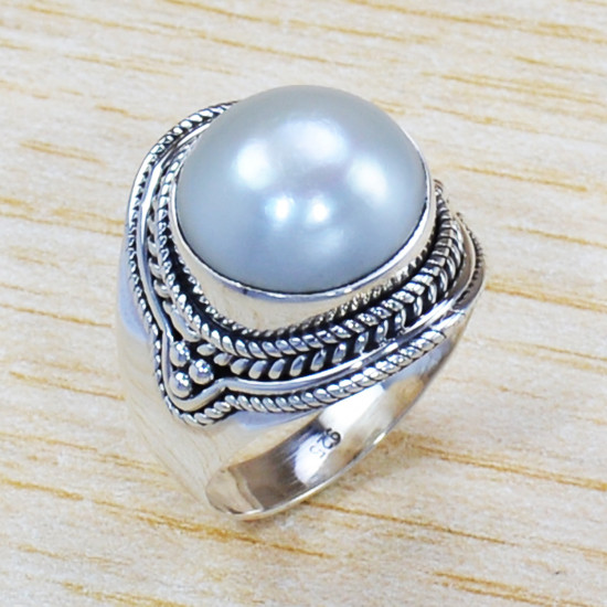 Authentic 925 Sterling Silver Jewelry Nice Pearl Gemstone Ring SJWR-1108