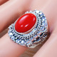 Causal Wear Jewelry 925 Sterling Silver Coral Gemstone Ring SJWR-1110