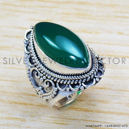Green Onyx 925 Sterling Silver Ring (SJWR-1122)