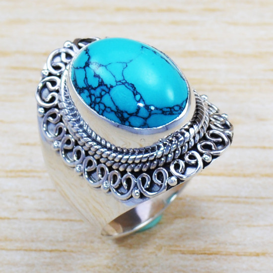 Authentic 925 Sterling Silver Jewelry Turquoise Gemstone Fine Ring SJWR-1123