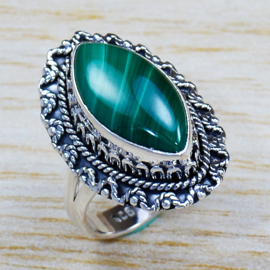 925 Sterling Silver Indian Fashion Jewelry Malachite Gemstone Ring SJWR-1128
