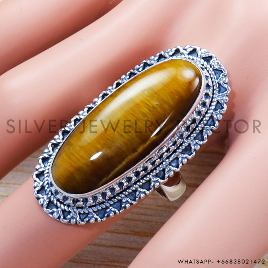 Tiger Eye 925 Sterling Silver Ring (SJWR-1135) Tiger Eye 925 Sterling Silver Ring (SJWR-1135)