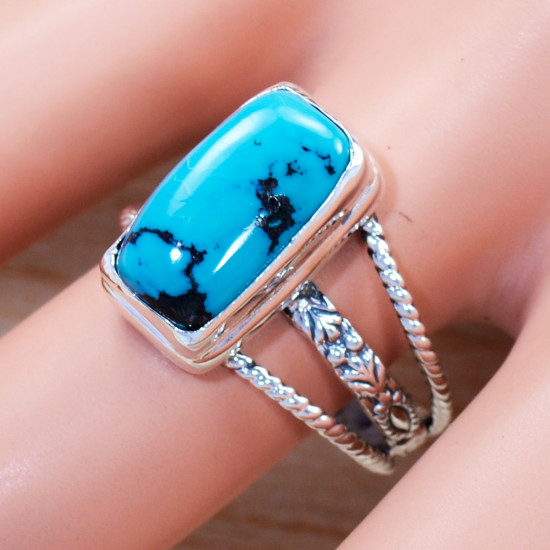 Antique Look Jewelry Turquoise Gemstone 925 Sterling Silver Ring SJWR-1143
