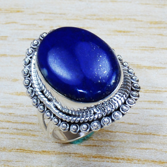 Authentic 925 Sterling Silver Jewelry Lapis Lazuli Gemstone Ring SJWR-1144