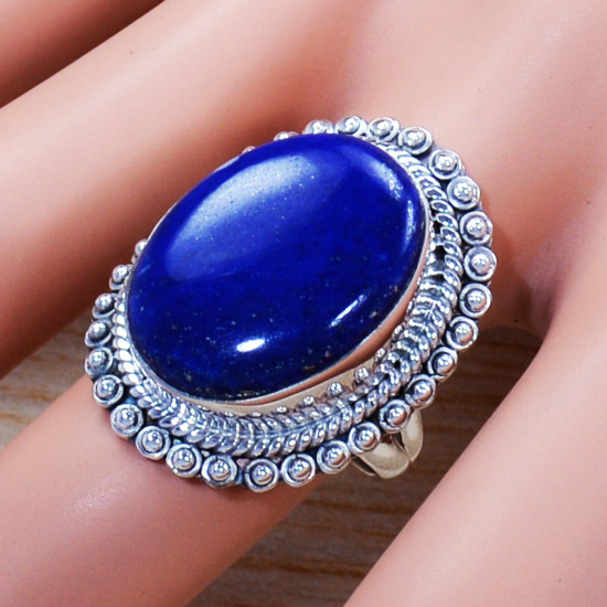 Authentic 925 Sterling Silver Jewelry Lapis Lazuli Gemstone Ring SJWR-1144