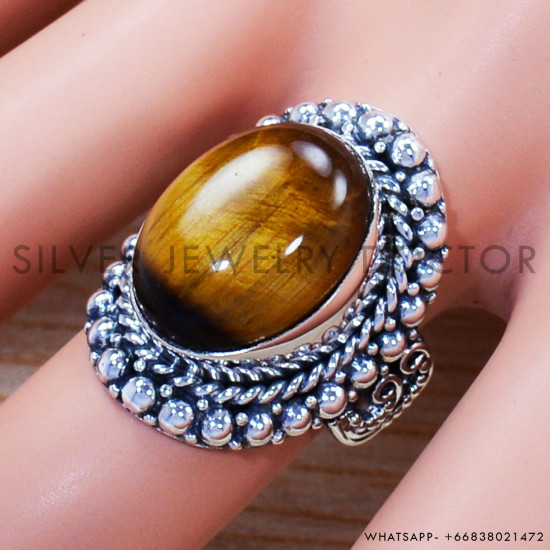 Tiger Eye 925 Sterling Silver Ring (SJWR-1147)
