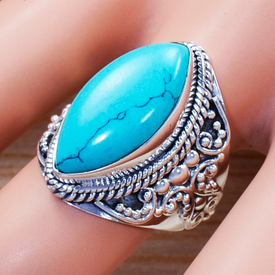 Anniversary Gift 925 Sterling Silver Jewelry Turquoise Gemstone Ring SJWR-1149