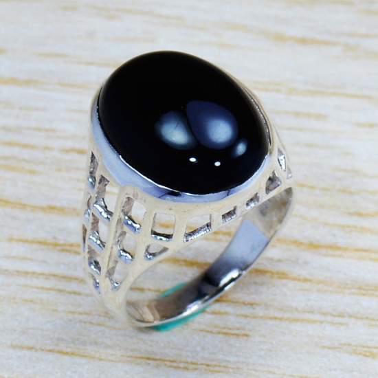 Black Onyx Gemstone Exotic 925 Sterling Silver Royal Jewelry Ring SJWR-1155