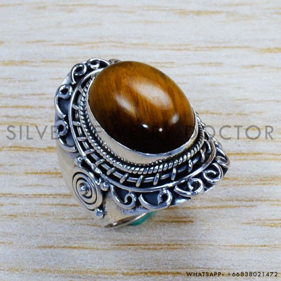 Tiger Eye 925 Sterling Silver Ring (SJWR-1160) Tiger Eye 925 Sterling Silver Ring (SJWR-1160)