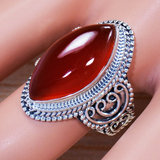 Carnelian Gemstone 925 Sterling Silver Wedding Jewelry Ring SJWR-1166