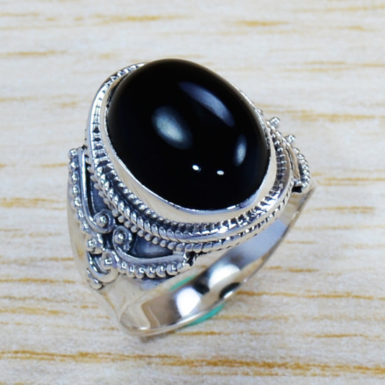 925 Sterling Silver Handmade Jewelry Black Onyx Gemstone Ring SJWR-1167