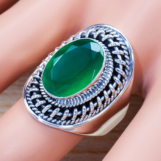 925 Sterling Silver Green Onyx Gemstone Latest Fashion Jewelry Ring SJWR-1185