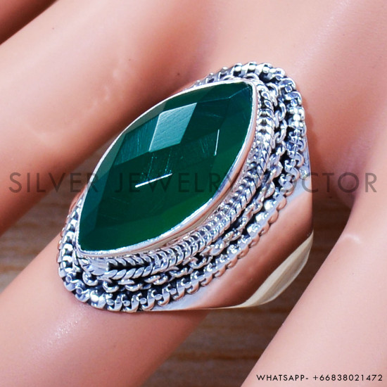 Green Onyx 925 Sterling Silver Ring (SJWR-1188) Green Onyx 925 Sterling Silver Ring (SJWR-1188)