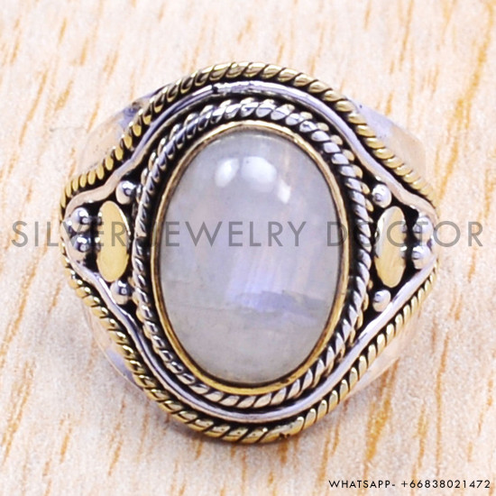 Rainbow Moonstone 925 Sterling Silver Ring (SJWR-119) Rainbow Moonstone 925 Sterling Silver Ring (SJWR-119)