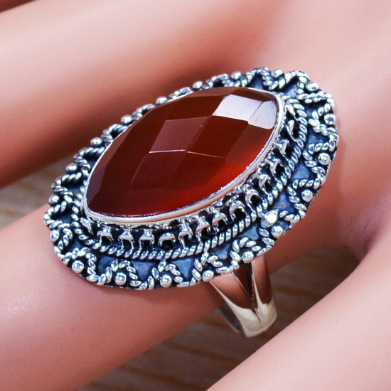 925 Sterling Silver Causal Wear Jewelry Carnelian Gemstone Ring SJWR-1192