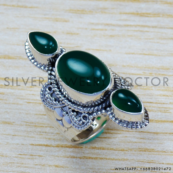 Green Onyx 925 Sterling Silver Ring (SJWR-1206) Green Onyx 925 Sterling Silver Ring (SJWR-1206)