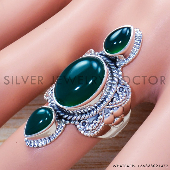 Green Onyx 925 Sterling Silver Ring (SJWR-1206) Green Onyx 925 Sterling Silver Ring (SJWR-1206)
