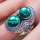 925 Sterling Silver Designer Jewelry Malachite Gemstone Royal Ring SJWR-1208