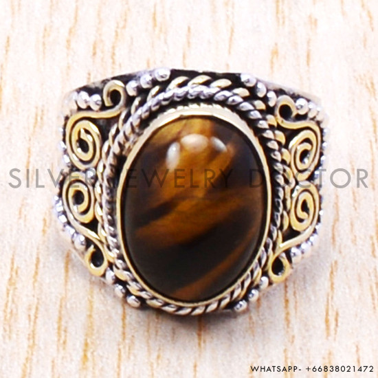 Tiger Eye 925 Sterling Silver Ring (SJWR-121) Tiger Eye 925 Sterling Silver Ring (SJWR-121)