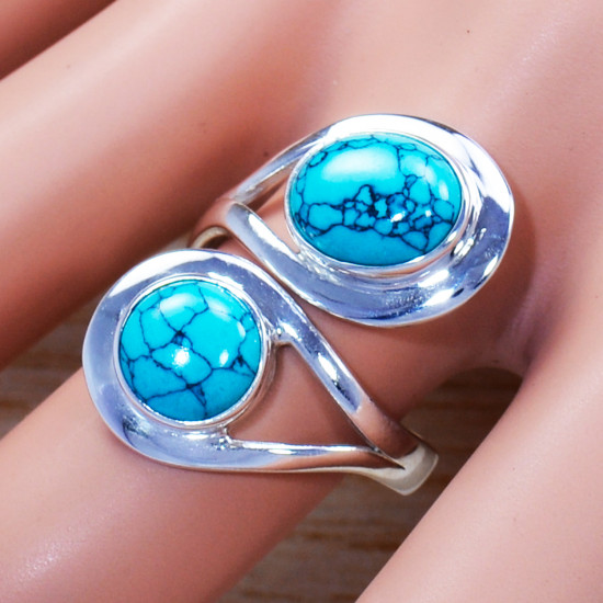 Turquoise Gemstone Vintage Look Jewelry 925 Sterling Silver Ring SJWR-1211