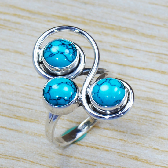 Turquoise Gemstone Indian Designer Jewelry 925 Sterling Silver Ring SJWR-1216