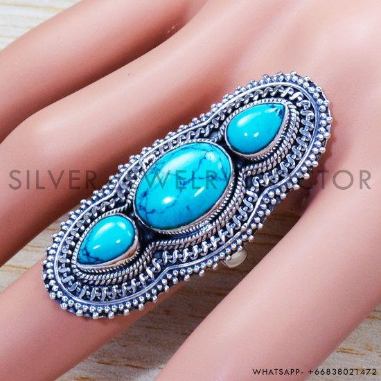 Turquoise 925 Sterling Silver Ring (SJWR-1222) Turquoise 925 Sterling Silver Ring (SJWR-1222)
