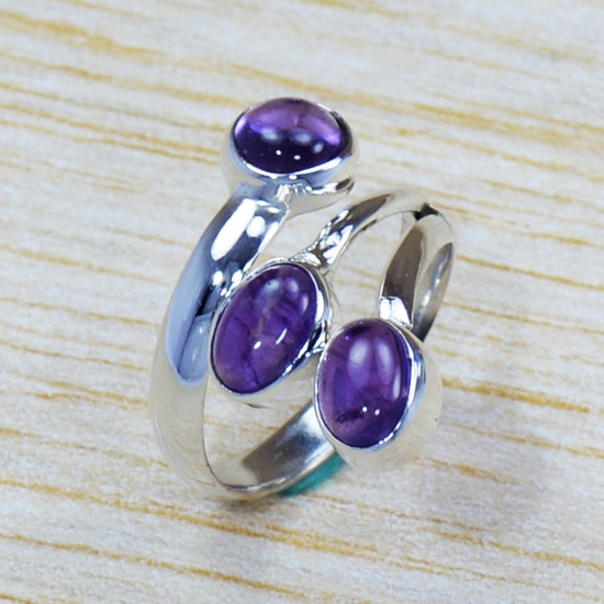 Amethyst Gemstone Ancient Look Jewelry 925 Sterling Silver Ring SJWR-1226