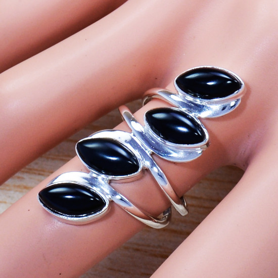Black Onyx Gemstone Magnificent 925 Sterling Silver Jewelry Ring SJWR-1229
