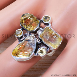 Citrine 925 Sterling Silver Ring (SJWR-1248)