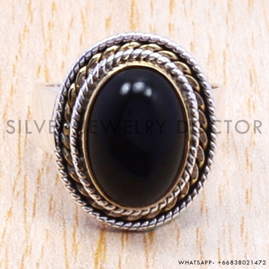 Black Onyx 925 Sterling Silver Ring (SJWR-125) Black Onyx 925 Sterling Silver Ring (SJWR-125)