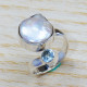 Blue Topaz And Pearl Gemstone Fancy Jewelry 925 Sterling Silver Ring SJWR-1251