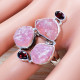Rough Rose Quartz And Garnet Gemstone 925 Silver Jewelry Ring SJWR-1255