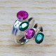 925 Sterling Silver Fancy Jewelry Ruby And Emerald Gemstone Ring SJWR-1256