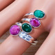 925 Sterling Silver Fancy Jewelry Ruby And Emerald Gemstone Ring SJWR-1256