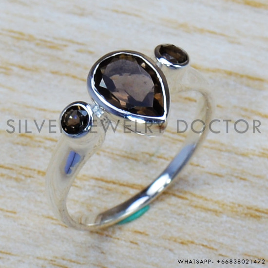 Smoky Quartz 925 Sterling Silver Ring (SJWR-1264) Smoky Quartz 925 Sterling Silver Ring (SJWR-1264)