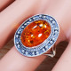Anniversary Gift Jewelry Amber Gemstone 925 Sterling Silver Ring SJWR-1266