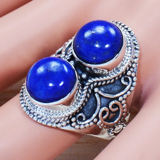 Casual Wear Jewelry 925 Sterling Silver Lapis Lazuli Gemstone Ring SJWR-1282