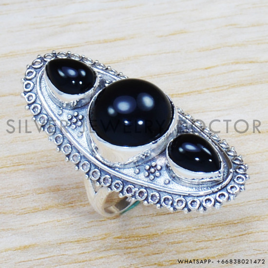 Black Onyx 925 Sterling Silver Ring (SJWR-1284)
