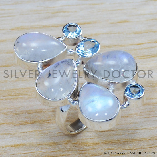 Rainbow Moonstone 925 Sterling Silver Ring (SJWR-1287) Rainbow Moonstone 925 Sterling Silver Ring (SJWR-1287)