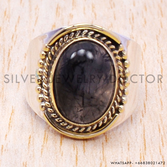 Black Rutile 925 Sterling Silver Ring (SJWR-129)