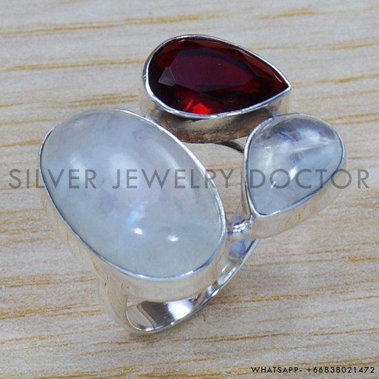 Rainbow Moonstone 925 Sterling Silver Ring (SJWR-1292) Rainbow Moonstone 925 Sterling Silver Ring (SJWR-1292)