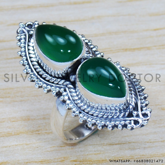 Green Onyx 925 Sterling Silver Ring (SJWR-1293) Green Onyx 925 Sterling Silver Ring (SJWR-1293)