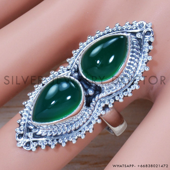 Green Onyx 925 Sterling Silver Ring (SJWR-1293) Green Onyx 925 Sterling Silver Ring (SJWR-1293)