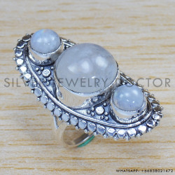 Rainbow Moonstone 925 Sterling Silver Ring (SJWR-1294)