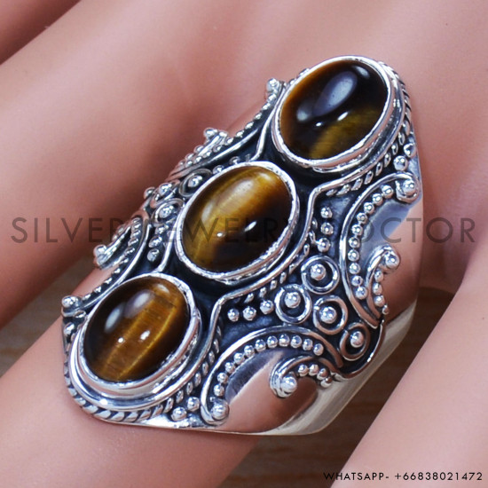 Tiger Eye 925 Sterling Silver Ring (SJWR-1300) Tiger Eye 925 Sterling Silver Ring (SJWR-1300)