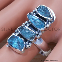 Aquamarine 925 Sterling Silver Ring (SJWR-1304)