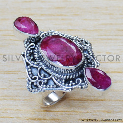Ruby 925 Sterling Silver Ring (SJWR-1305)