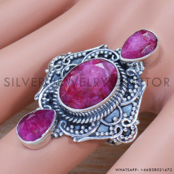 Ruby 925 Sterling Silver Ring (SJWR-1305)