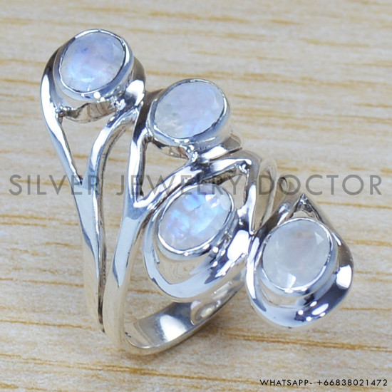 Rainbow Moonstone 925 Sterling Silver Ring (SJWR-1310) Rainbow Moonstone 925 Sterling Silver Ring (SJWR-1310)