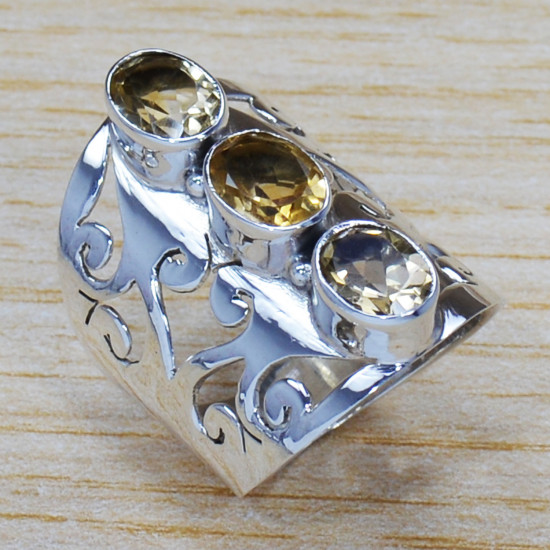 Citrine Gemstone 925 Sterling Silver New Designer Jewelry Ring SJWR-1311